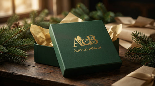 Forest green gift box with gold AeB logo