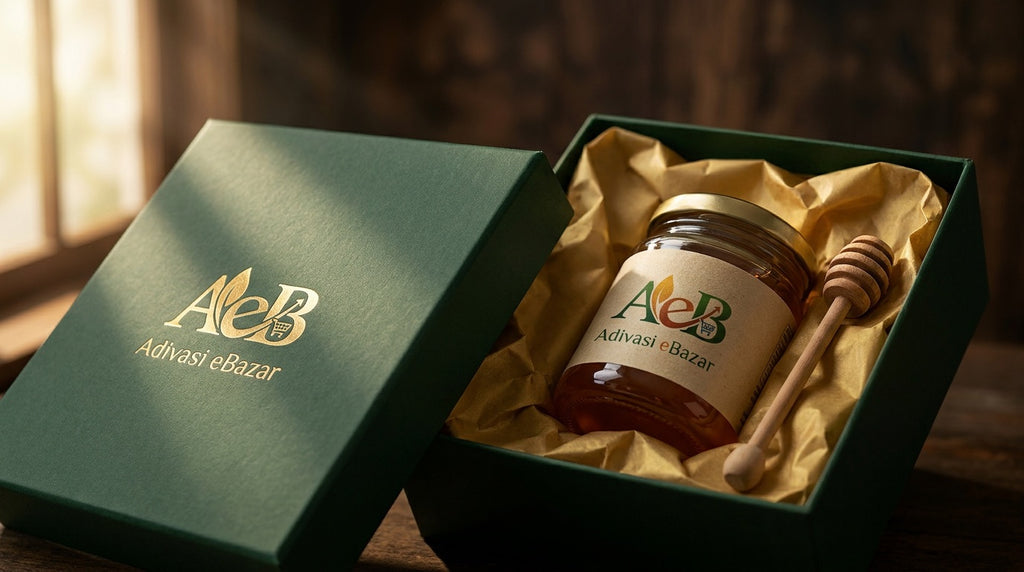 Premium gift box with honey and dipper