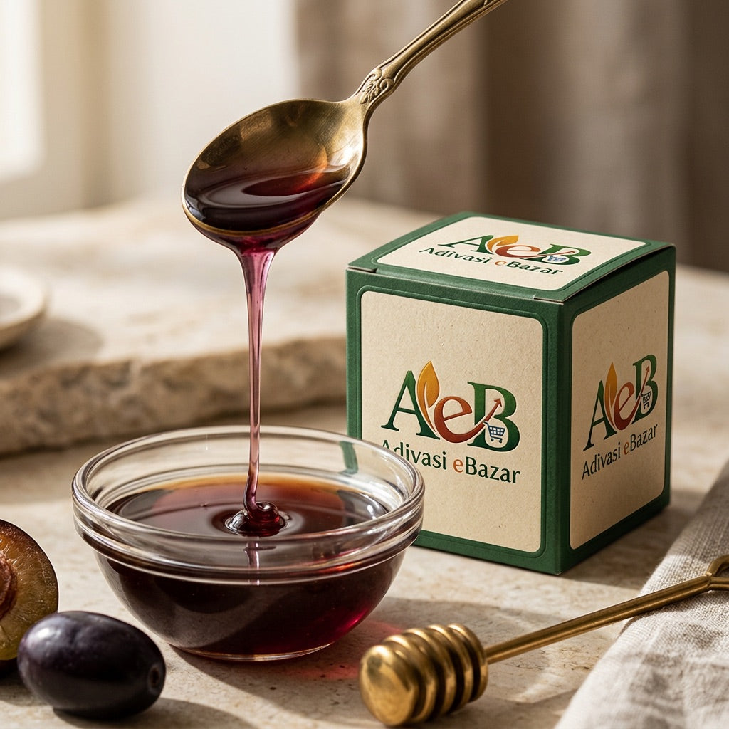 Dark jamun honey pouring