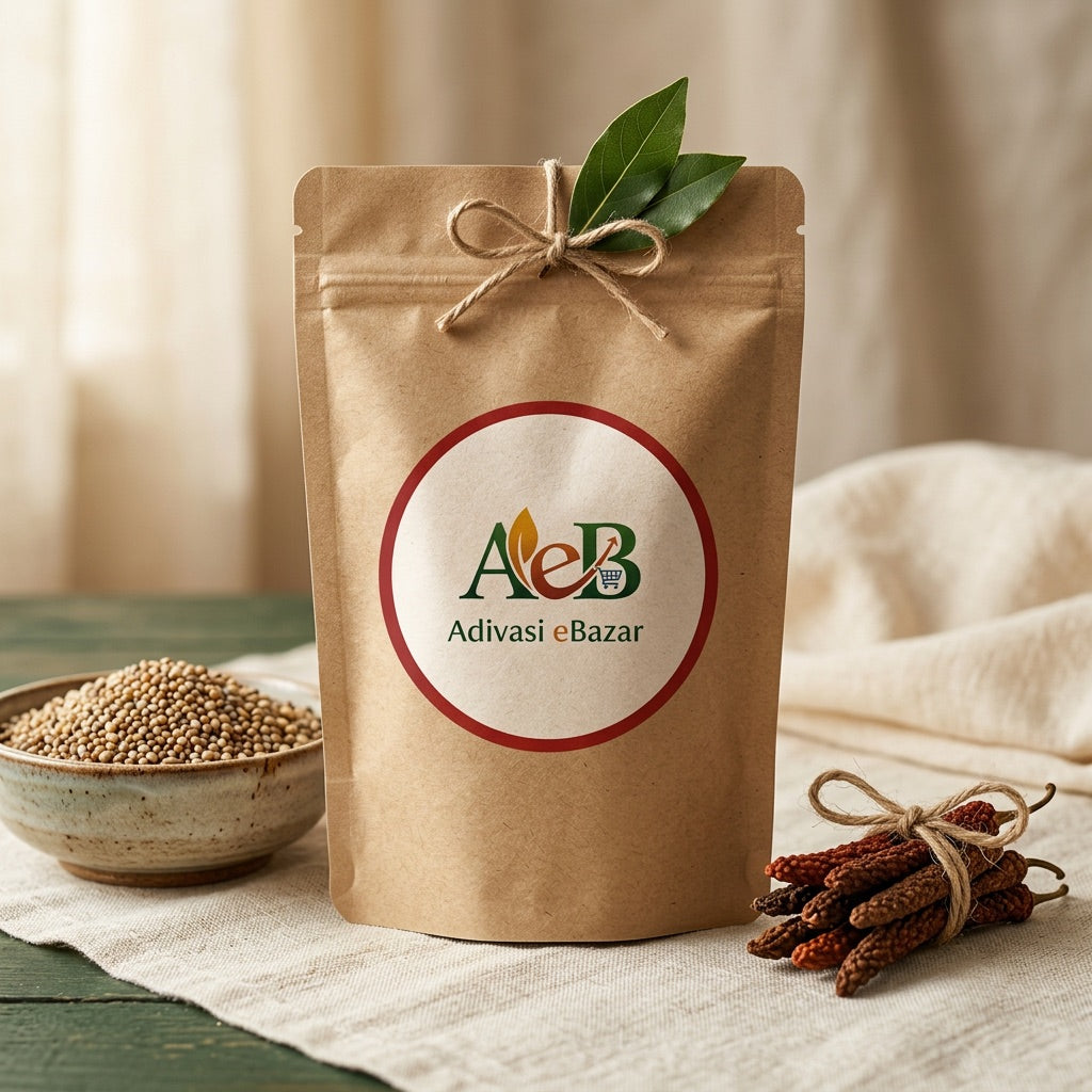 Kodo Millet pouch with Adivasi eBazar label