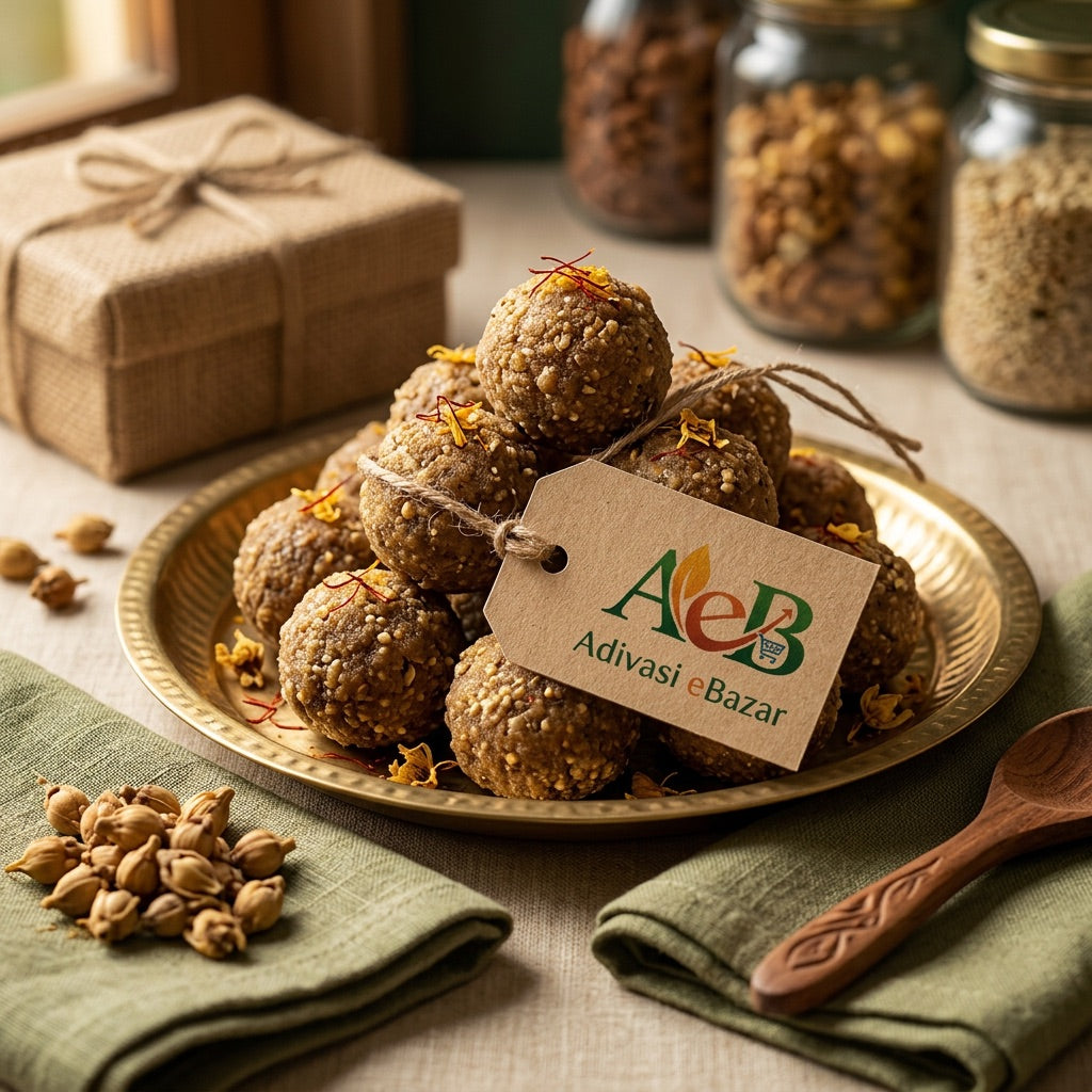 Mahua laddoos on brass plate