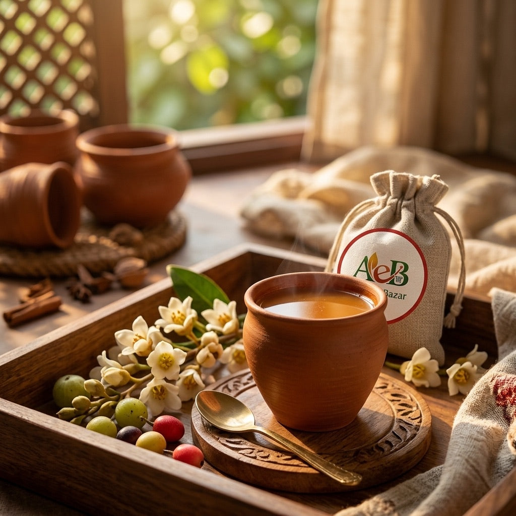 Warm mahua drink in clay cup