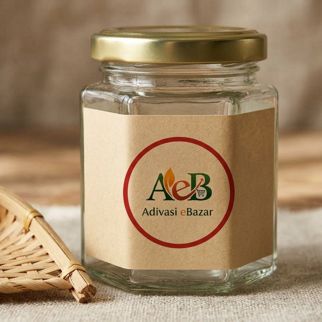 Multiflora Hill Honey jar with Adivasi eBazar label