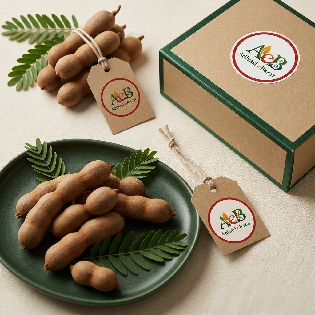 Tamarind pods on ceramic plate